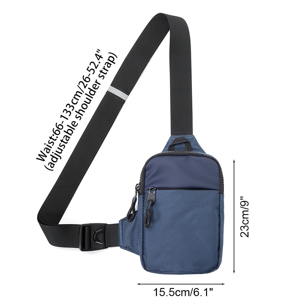 DONGKER Zaino Monospalla,Borsa Spalla in Nylon Impermeabile Sling Bag Regolabile 59,6-110 cm per Uomo Donna Corsa Viaggio Escursionismo