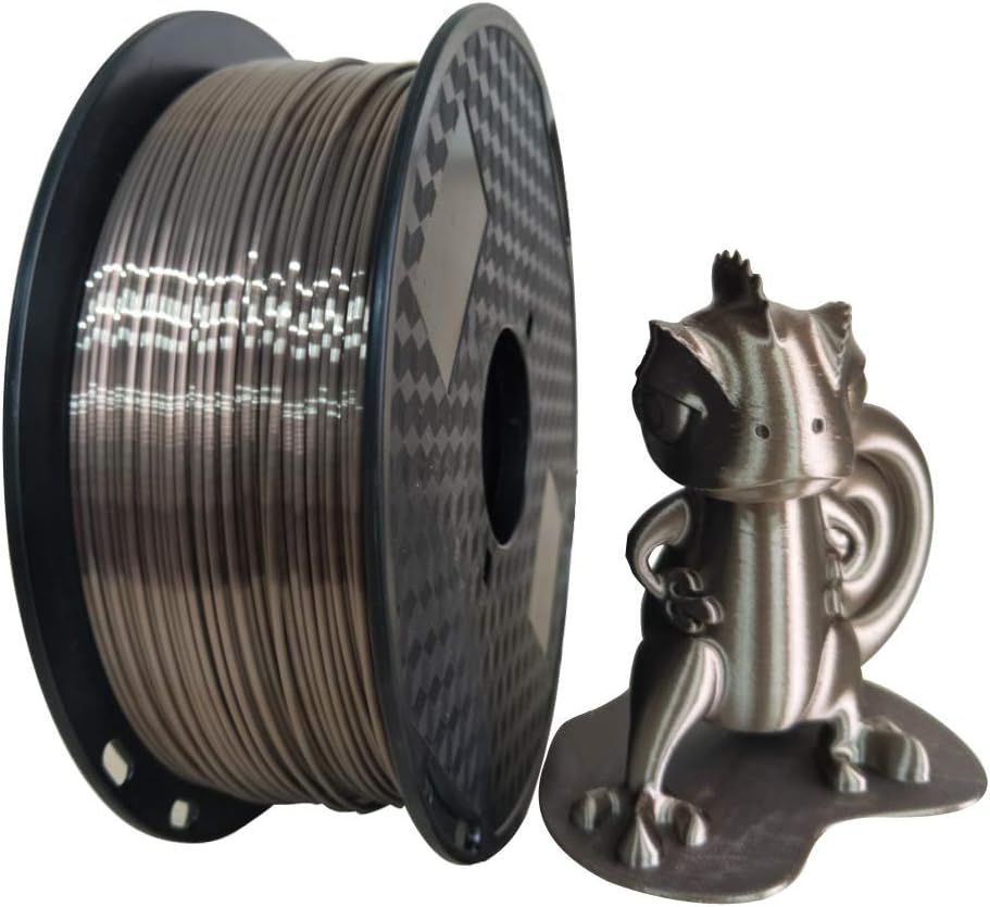 Silk Rose Gold 3D Printer Filament 1.75mm 1KG 2.2LBS Spool 3D Printing Silky Shiny Metal Metailic Rose Gold (Dark) PLA Materials Shine Chocolate Brown Coffee Gold