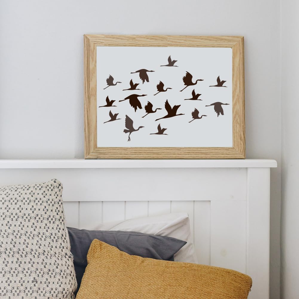 FINGERINSPIRE Cranes Stencil for Painting 8.3x11.7inch Large Cranes Birds Silhouettes Drawing Template Reusable Birds Group Painting Stencil Animal Theme Template for Wood Fabric Clothes Painting - Image 4