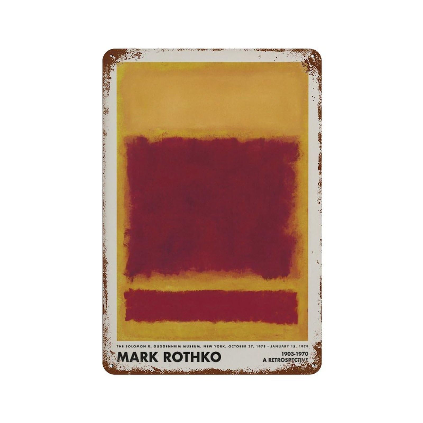 xiaoxiaoshen Mark Rothko Exhibition Yellow And Red Abstract Wall Decor Art Metal Tin Poster Modern Home Decor Art Home Bar Shop Decorations Vintage Sign 30x20cm