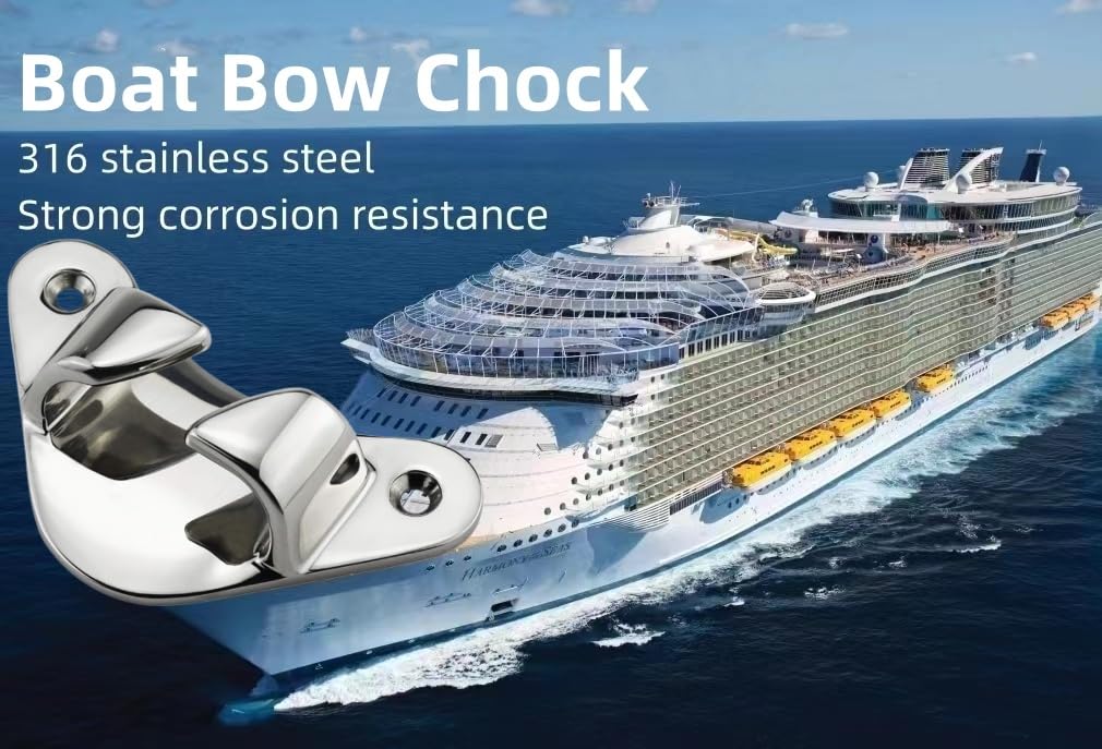 MerciL Boat Bow Chock Cleat Line Chock, 316 Stainless Steel Boat Angled Bow Chocks Dock Cleat for Boat Angled Yacht Deck Dock Mooring Rope Cleat Chock (2,Straight Shape)
