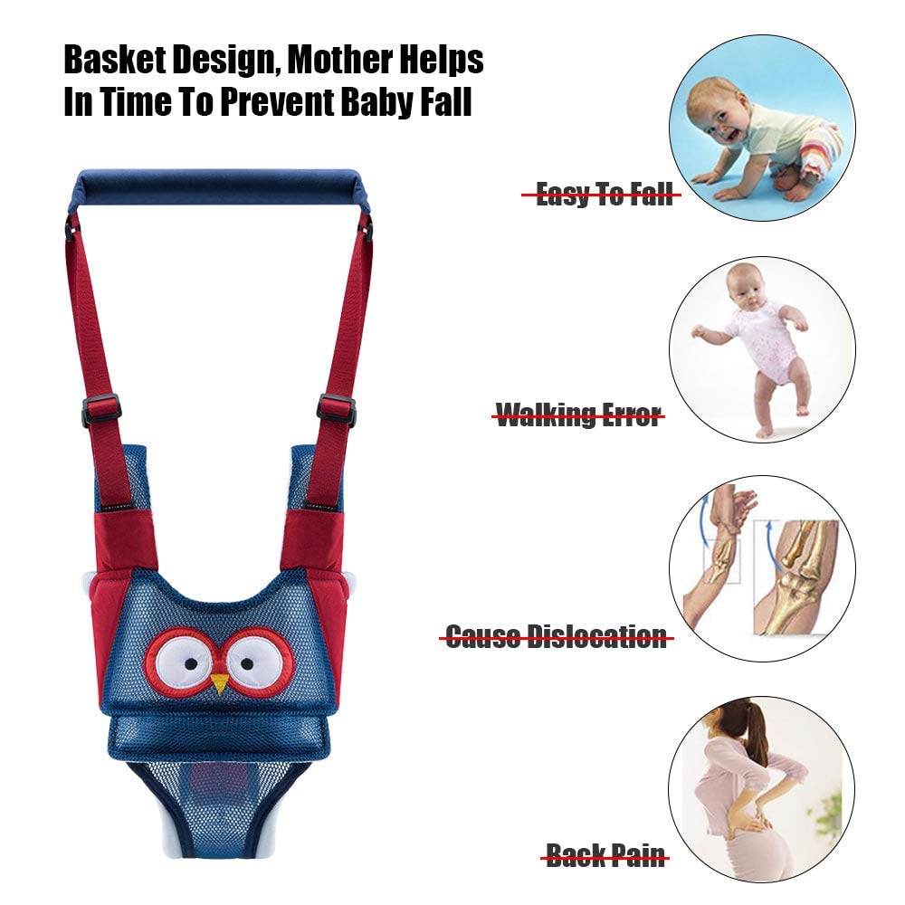 Baby Walking Harness, Adjustable Handheld Baby Walking Assistant, Safe Stand and Walk Learning Helper, Multi-Function Detachable Breathable Walker for 8-24 Month Baby(Blue)