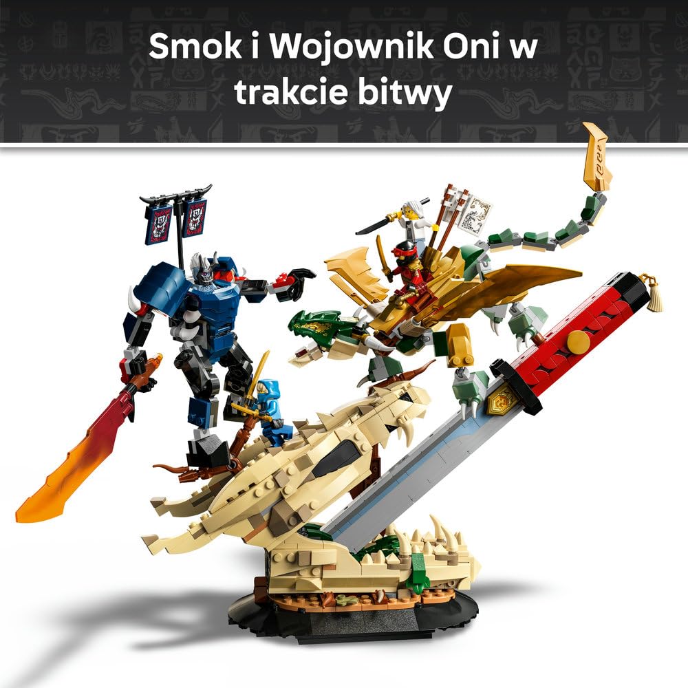 LEGO NINJAGO Bitwa o Smocze Ostrze 71871 | zestaw bitewny ninja, zabawka akcji, prezent dla chłopca i dziewczynki 9+, pojedynek ninja, 1016 elementów