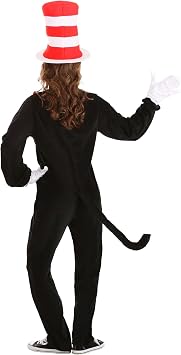 elope Dr. Seuss Cat in the Hat Costume for Adults - Jumpsuit with Hat, Bow Tie, Tail, Gloves - Officially Licensed SS