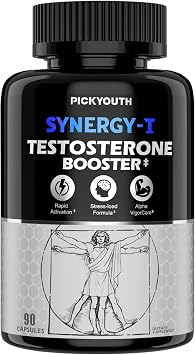 Synergy-T Testosterone Booster Supplement for Men, Total Male Performance, Liposomal Absorption System, 100% Transparency with Ashwagandha, DIM, Turkesterone, Zinc & Tongkat Ali, 90 Count