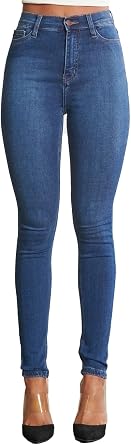 Vibrant Womens Denim Skinny Jeans High Waisted Signature Tinted Vintage Wash Super Stretch Casual Slim Fit Pants