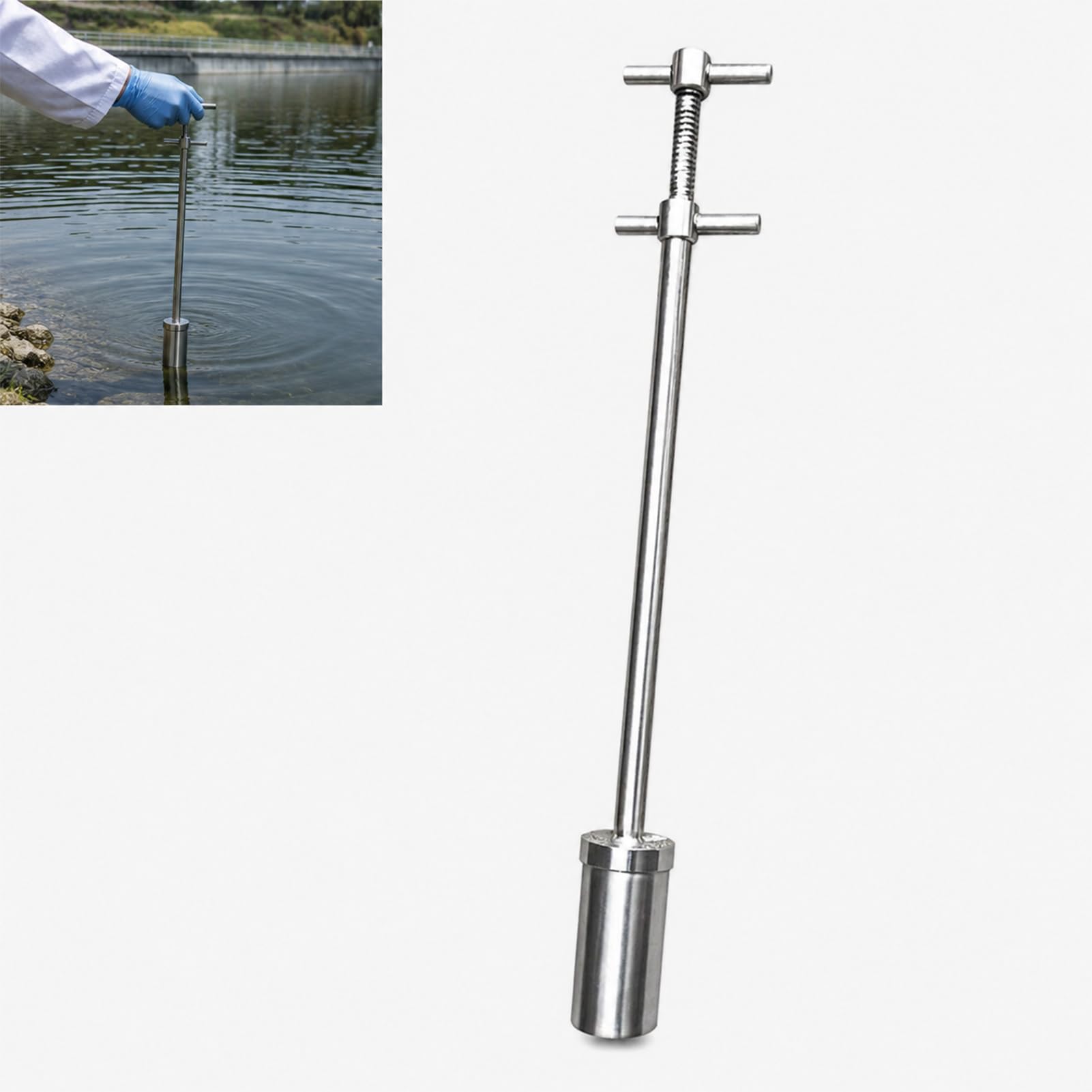 Cup Sampler Viscous Liquid Sampler,Drum Thief Sampler Sampling Probe Sampler for Industrial and Laboratory Liquid Sampling (Silver,200ml（1m）)