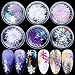 Christmas Nail Sequins Snowflakes Glitter Nail Art Decals 3D Colored Laser Thin Nail Flakes Stickers Colorful Confetti Paillette Manicure Nail Art Supplies DIY Nail Tips Charms Decoration (6 Boxes)