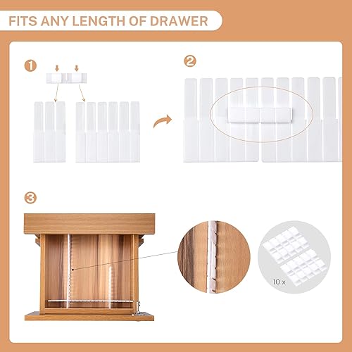 Miniatura 4 de MaidMAX Separadores de cajones de 15 piezas, organizadores ajustables para ropa, ropa interior, maquillaje, utensilios de cocina y herramientas,