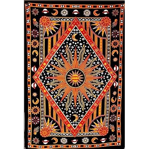 Truesellershop Planet Bohemian Tapestry Wall Hanging Boho Poster Tapestry Hippie Hippy Tapestry Beach Coverlet Table Cloth Orange Color 40x30 Inch Cover