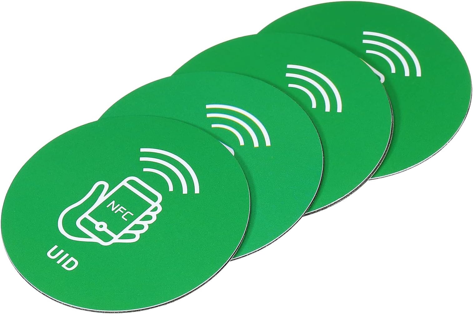 sourcing map NFC Tags Stickers UID RFID IC Label 13.56MHz Rewritable Back Adhesive Contactless for Entry Access Control System, Green 4 Pack