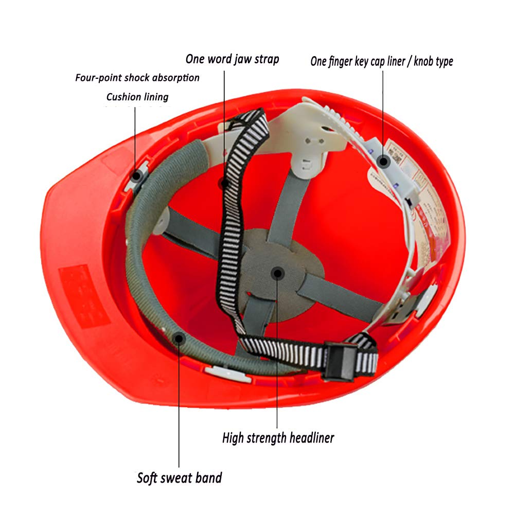 Casco de Seguridad Industrial, Casco de construcción rígido, ventilado, arnés de 4 Puntos, Los Cascos de Seguridad para Adultos