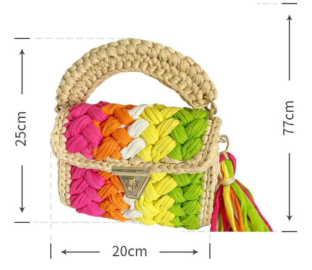 Bolso de mano para mujer, tejido a mano, de ganchillo, bolso de hombro cruzado de ganchillo para bricolaje, bolso de mano tejido de punto, bolso de noche