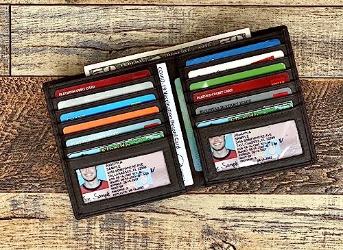 Bullz RFID Blocking Leather European Style Large Hipster Bifold Mens Wallet Credit Card Holder (Brown)2