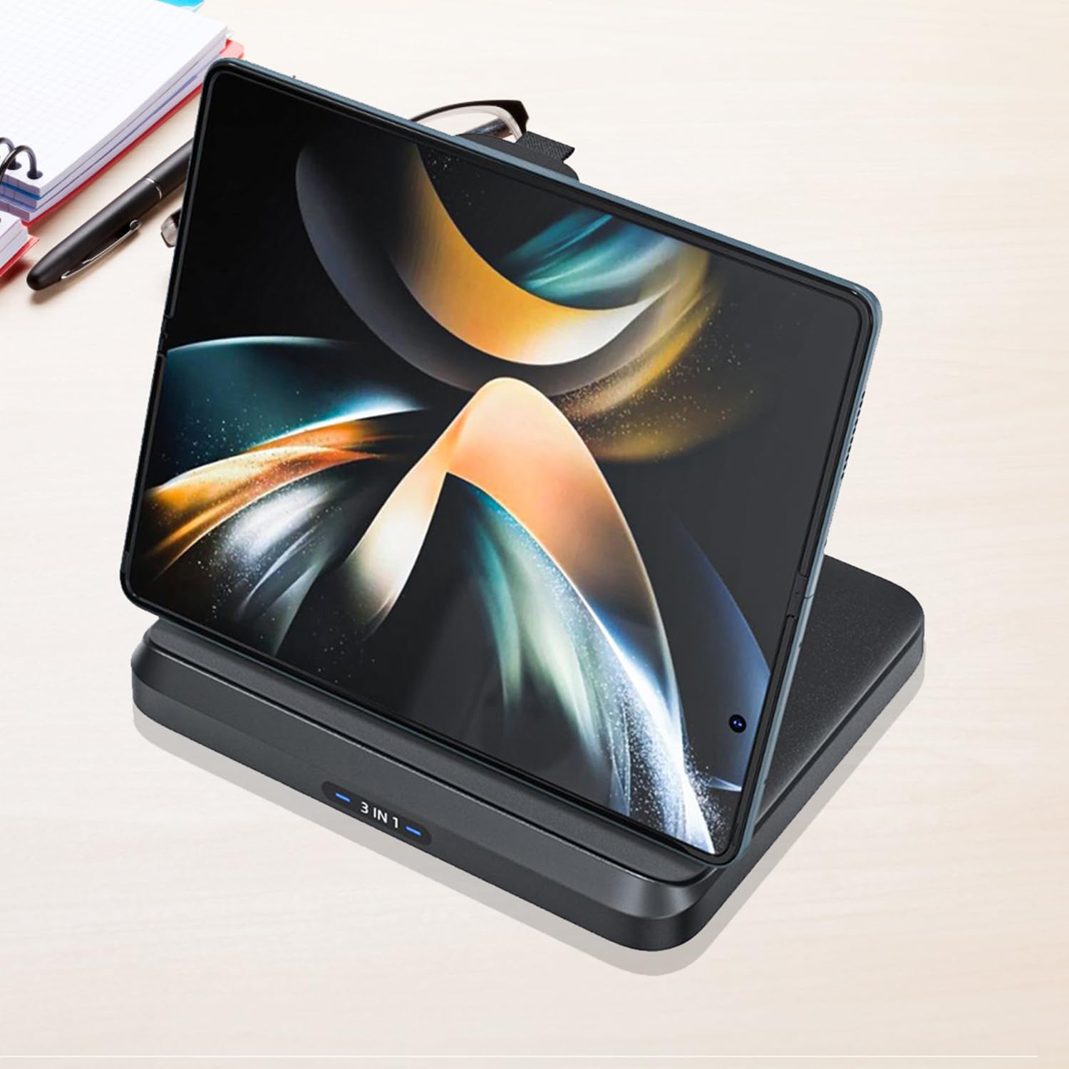 Station de charge sans fil 3 en 1 pliable pour Samsung Galaxy Z Fold 8 Ultra 7 6 - Station de charge rapide pour Galaxy Z Flip 8/Galaxy S26/S26 Ultra/Galaxy Watch/Galaxy Buds
