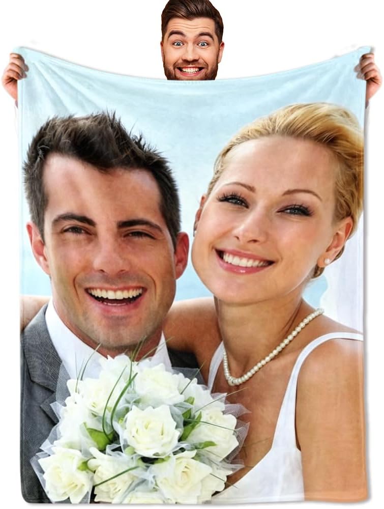 DayOfShe Custom Blankets with Picture for Girlfriend Wife Anniversay Wedding Gifts,Personalized Photo Blankets Lightweight Cozy Warm Fleece Throw Blankets for Sofa Bed Home Decor