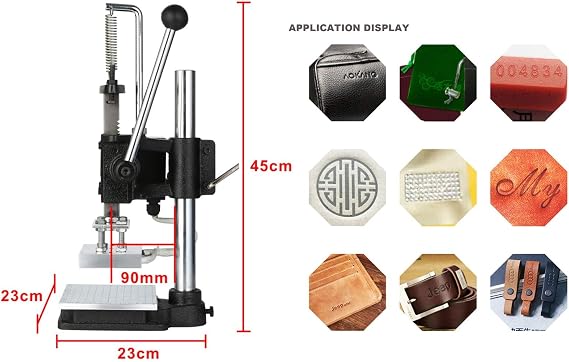 Hot Foil Stamping Machine Printer Logo Creasing Machine Leather Embossing Machine Stamper Temperature Adjustable for PVC PU Plastic Etc.,Hot pressing plate: 8 * 10cm