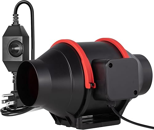 LATIPOPO Ventilador de ventilación de conducto en línea de 4 pulgadas y 195 CFM, ventilador de ventilación de circulación de aire con controlador de