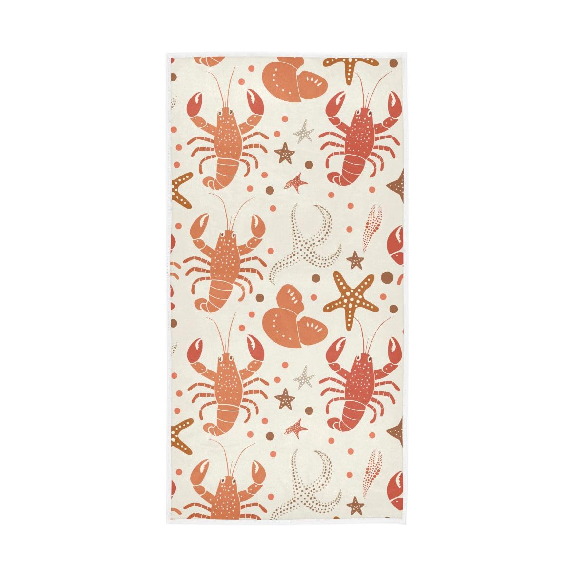 HUYGD Cartoon Lobster Starfish in Beige Hand Towel Soft Washcloths Soft Towels 15 x 30 Inch