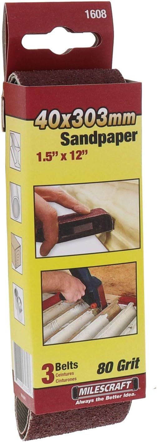 Milescraft 1610 1.5" x 12" Sanding Belts (150 Grit) - 3 Pk. for Sanddevil & Belt Sanders