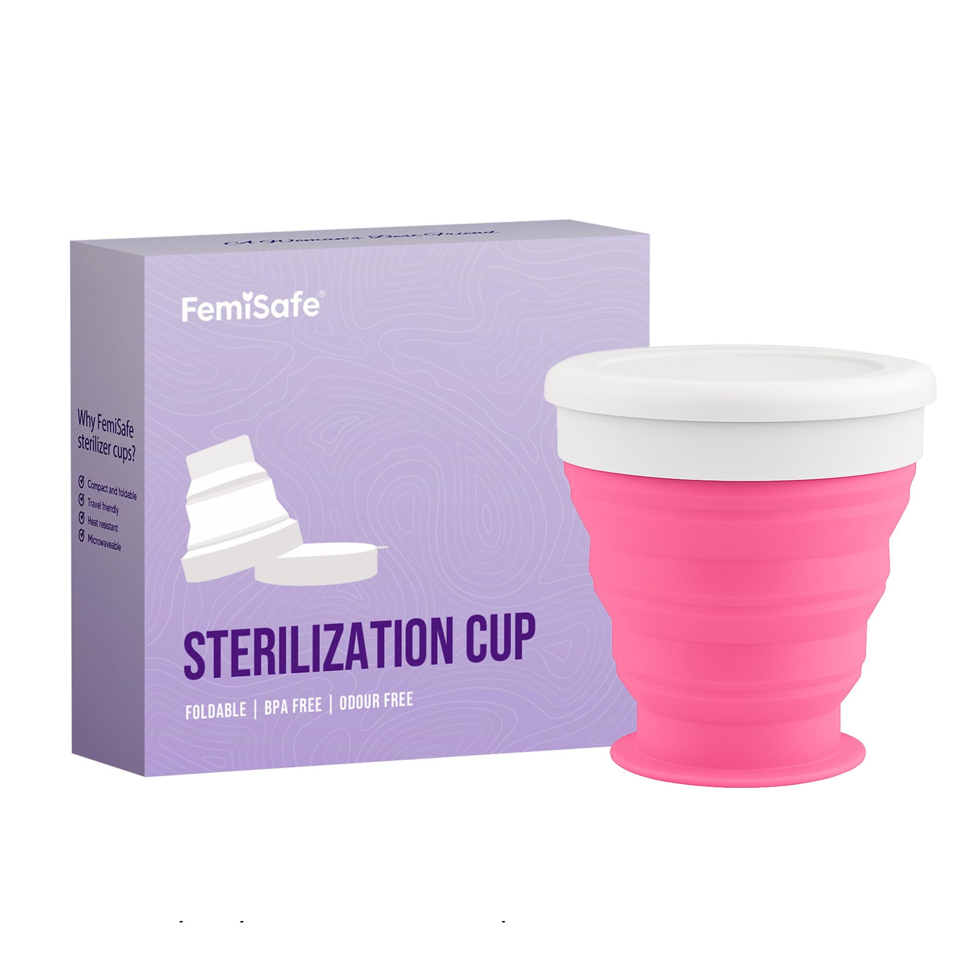 Menstrual Cup Sterilizing Container (1N) | Collapsible & Foldable Cup Sterilizer | Medical Grade Silicone | Microwave Safe, BPA-Free, Odourless & Leak-Free | Travel-Friendly & Reusable