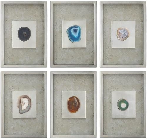 Uttermost Juego de arte de pared de 6 piedras de ágata de 19 12 pulgadas de alto