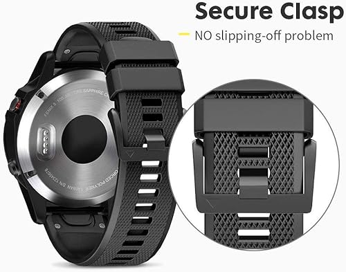 Vista 6 de NotoCity Compatible Fenix Band 26mm Width Soft Silicone Watch Strap for Fenix 5X Plus, 6X, 6X Pro, 3, 3 HR, Descent MK1, D2 Delta PX, D2 Charlie, 8