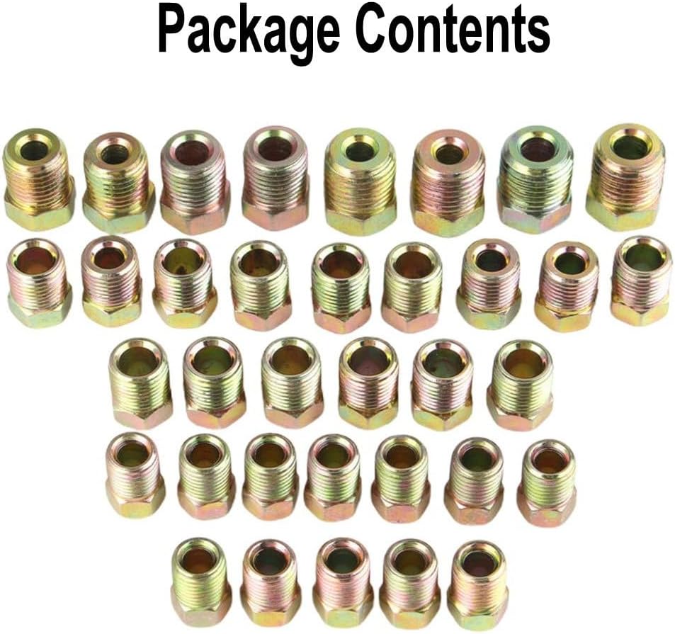 35 Fitting Brake Line Connection Kit For Inverted Flare Systems On 3/16 & 1/4 Tubes, Zinc Coated Material