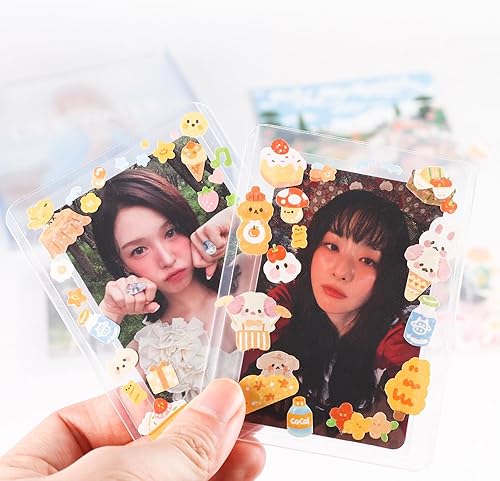 Miniatura 3 de Baskiss Paquete de 85 soportes para tarjetas fotográficas Kpop y kit de decoración de calcomanías, incluye 15 cargadores superiores duros, 50 fundas
