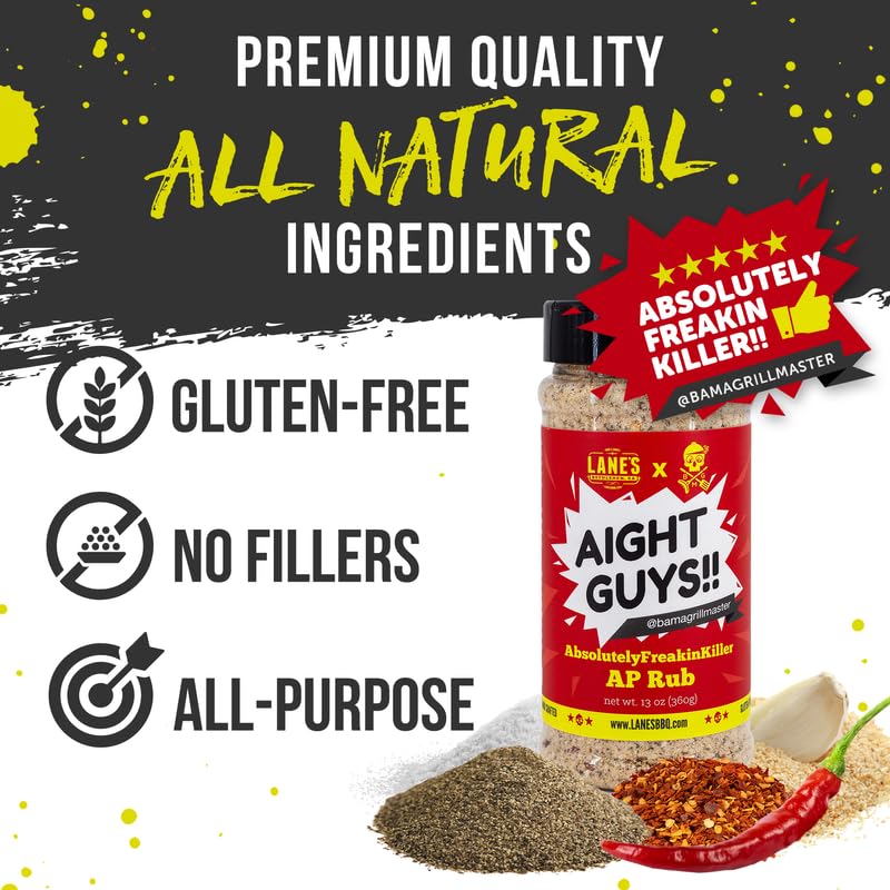 Miniatura 4 de Lane's Bama Grill Master - Condimentos y masajes para barbacoa de cerdo, multiusos AbsolutelyFreakinKiller Savory Spicy BBQ Rub Seasoning, fabricado