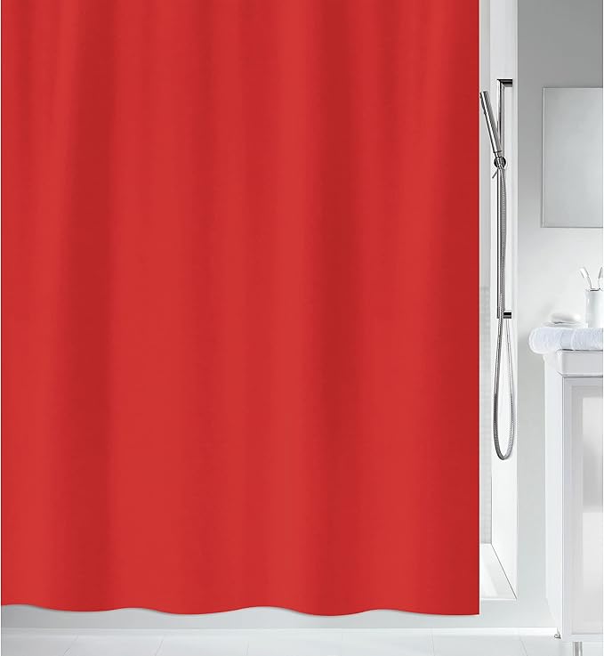 Spirella Schimmel Duschvorhang-Anti-Bakteriell, waschbar, wasserdicht-Polyester, „Primo “ 120x200cm Rot, Red Spirella Schimmel Duschvorhang-Anti-Bakteriell, waschbar, wasserdicht-Polyester, „Primo “ 120x200cm Rot, Red