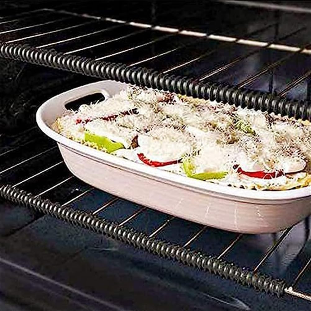 Protectores extra largos para horno, paquete de 2 fundas de silicona resistentes al calor para estante de horno de 14 pulgadas de largo, protector de borde para estante de horno, protege contra 4