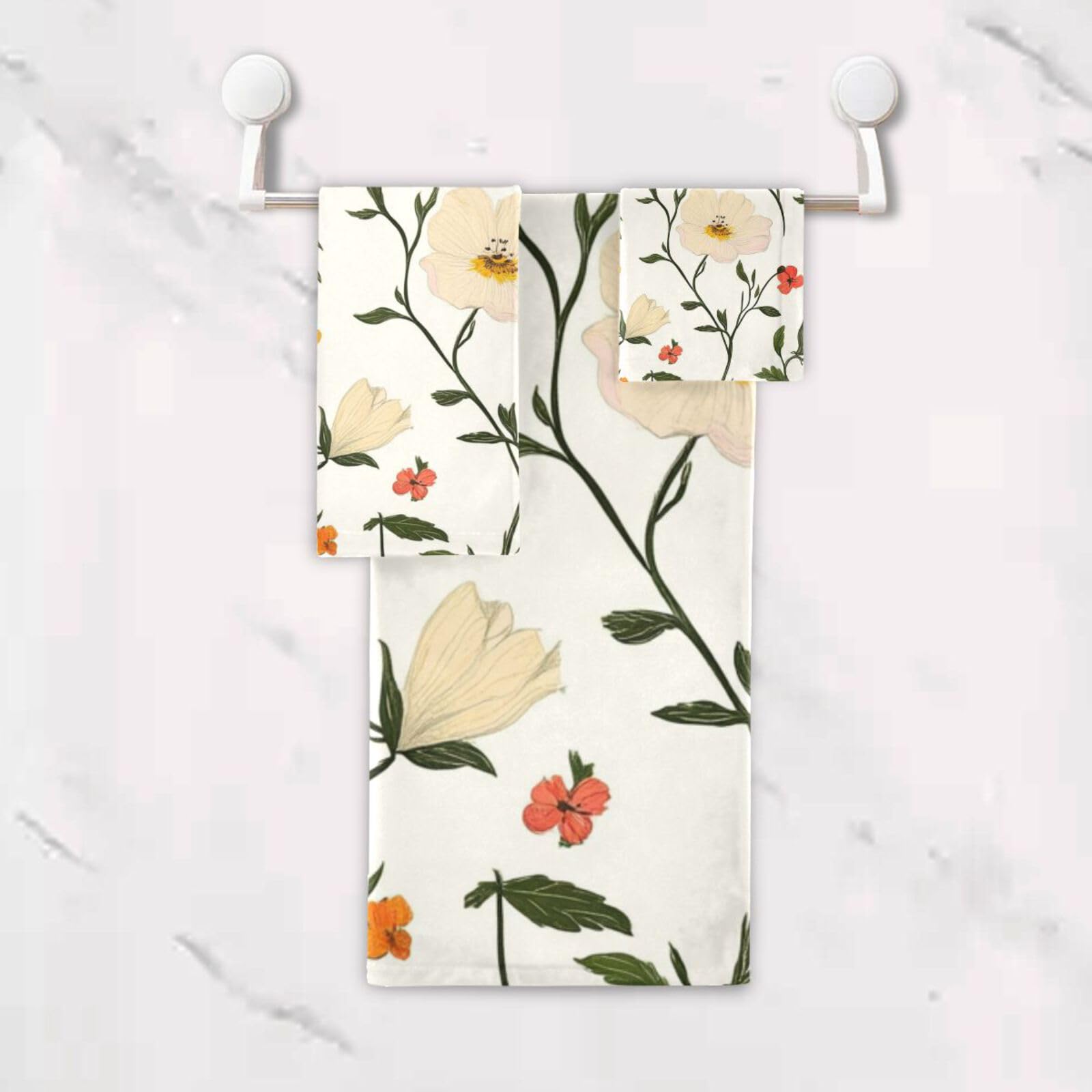 Chile Copihue Beauty Flower Soft Face Handtücher Set, 3-teilig, 1 Badetuch, 1 Handtuch, 1 Waschlappen für Küche, Bad, Yoga, Fitnessstudio
