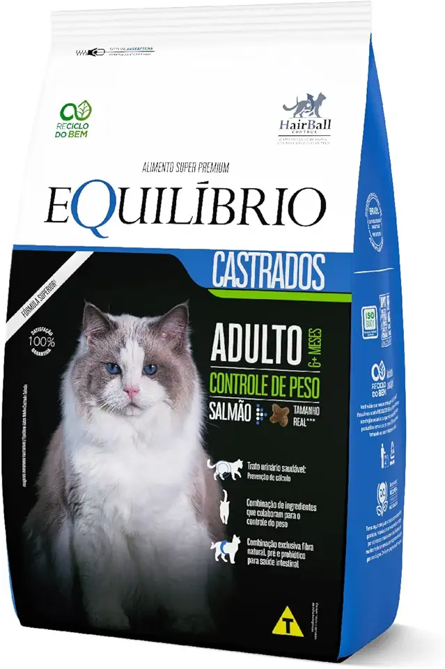 Ração Gatos Equilibrio Adulto Castrado Salmão 1 5Kg