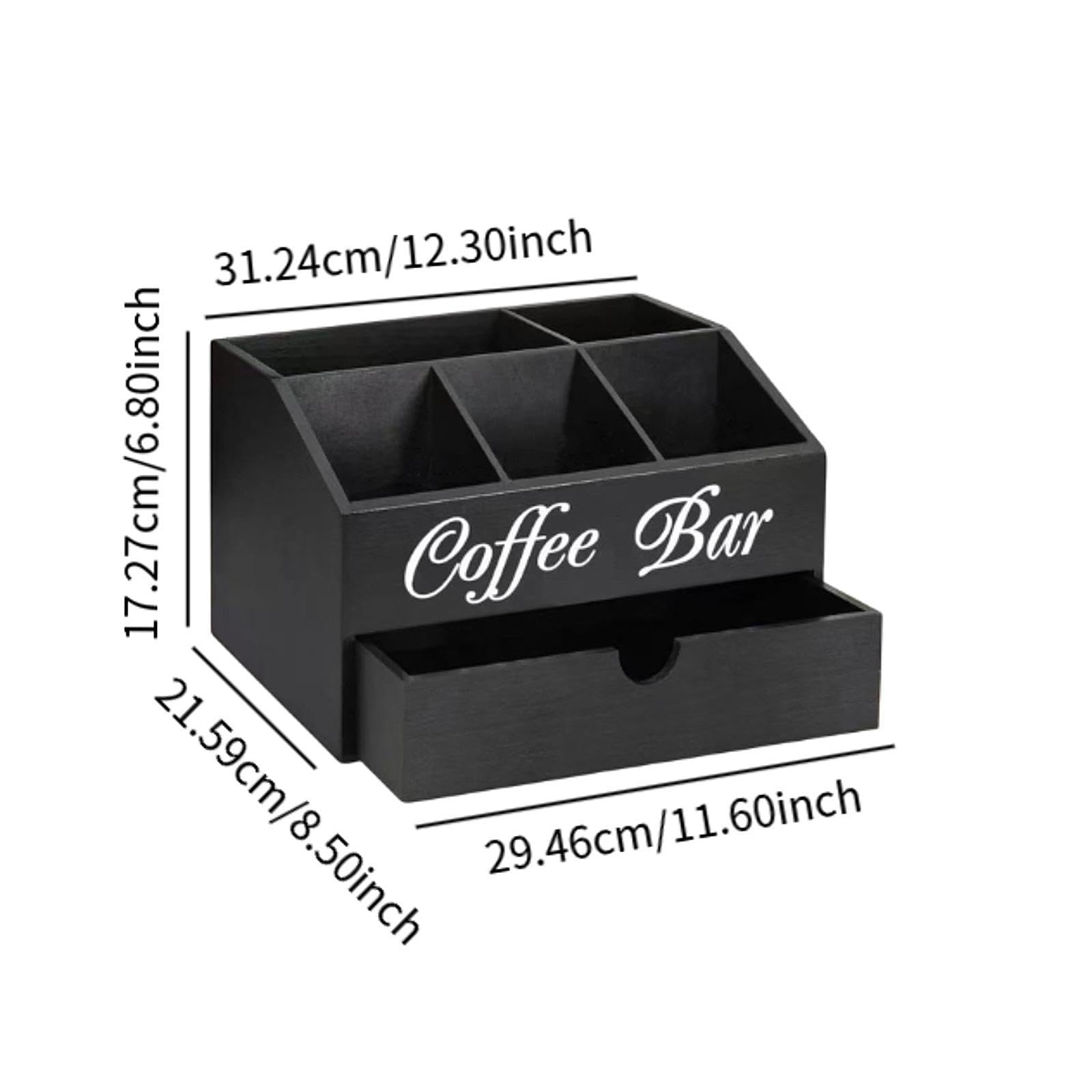 Organizador de Estación de Café, Organizador de Cápsulas de Café con Compartimentos Espaciosos, Cesta de Madera para Condimentos, Dispensador de Té, a, Style B, Individual