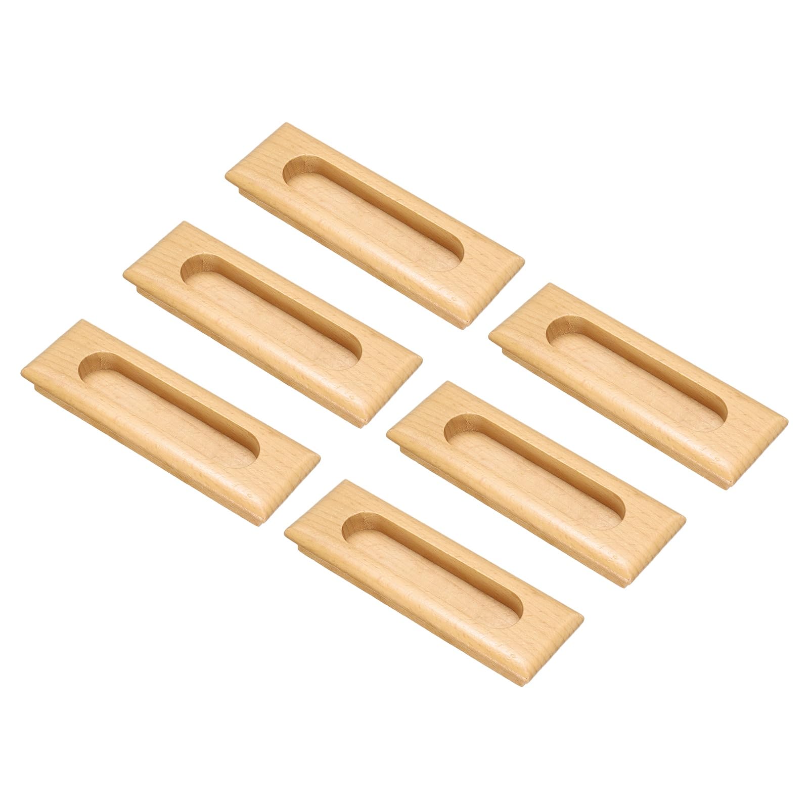 sourcing map 6pcs Wood Recessed Concealed Handle 4.72"x1.57"x0.59" Embedded Design Rectangle Painted Sliding Door Pulls Handles for Sliding Barn Bypass Doors Wardrobe Drawer