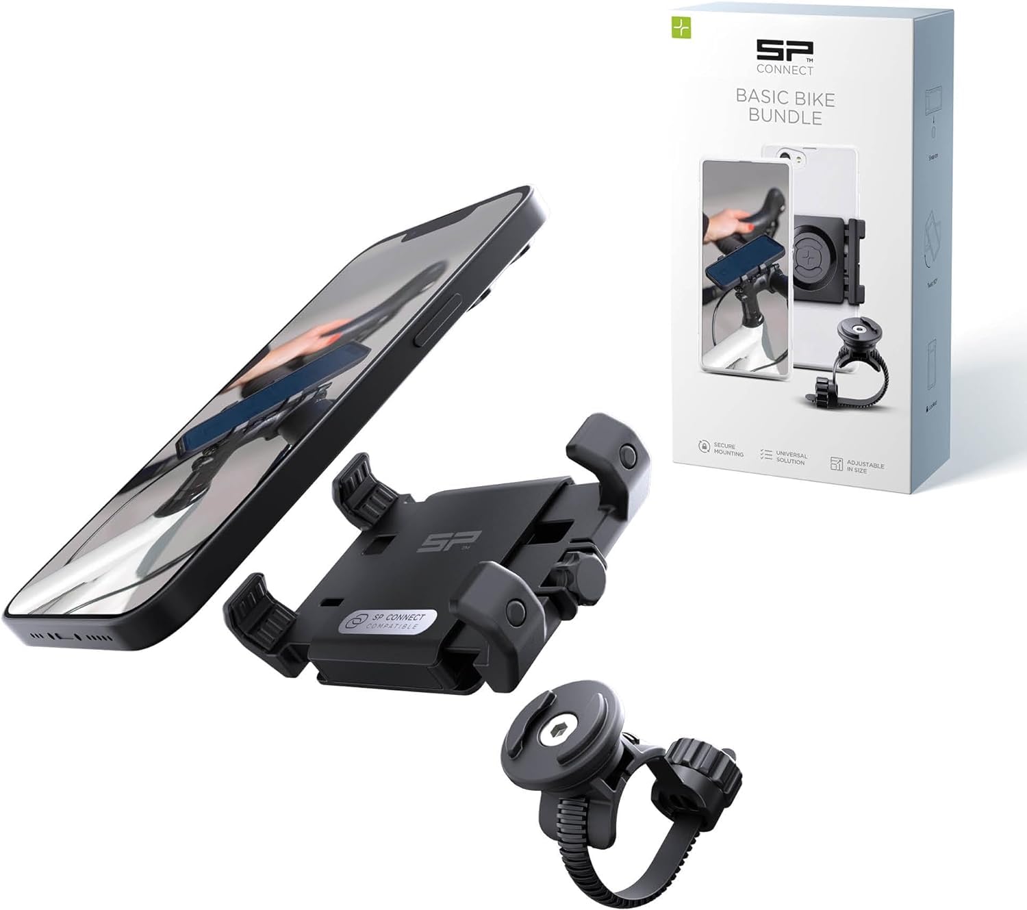 SP Connect Soporte Universal de Teléfonos Móviles apra Bicicleta - Soporte para Smartphone para Bicicletas de Montaña y de Carretera - Bloqueo giratorio - Para Dispositivos de 58-85 mm de Ancho