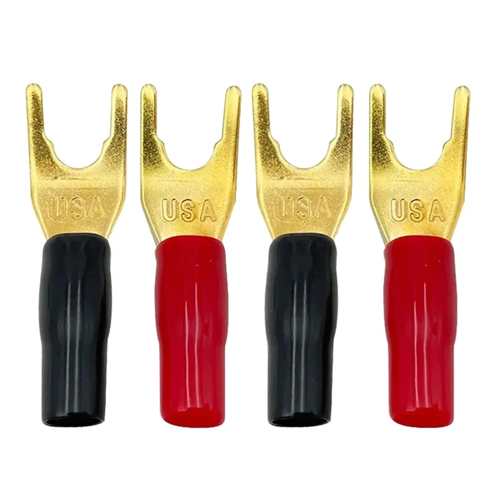 Lot de 4 fiches bananes en forme de Y en forme de U plaqué or pour câble de haut-parleur sans soudure HCHDTDT (10 pièces)