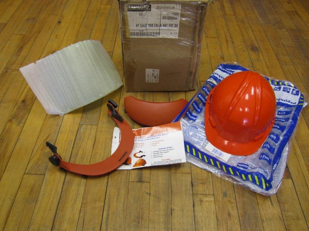 Salisbury by Honeywell Pro-Shield Orange Hard Hat and Greent Tinted Face Shield Combo with Chin Cup (7.5" x 20" Viewing Area) - Protects Wearer up to 10cal/cm²
