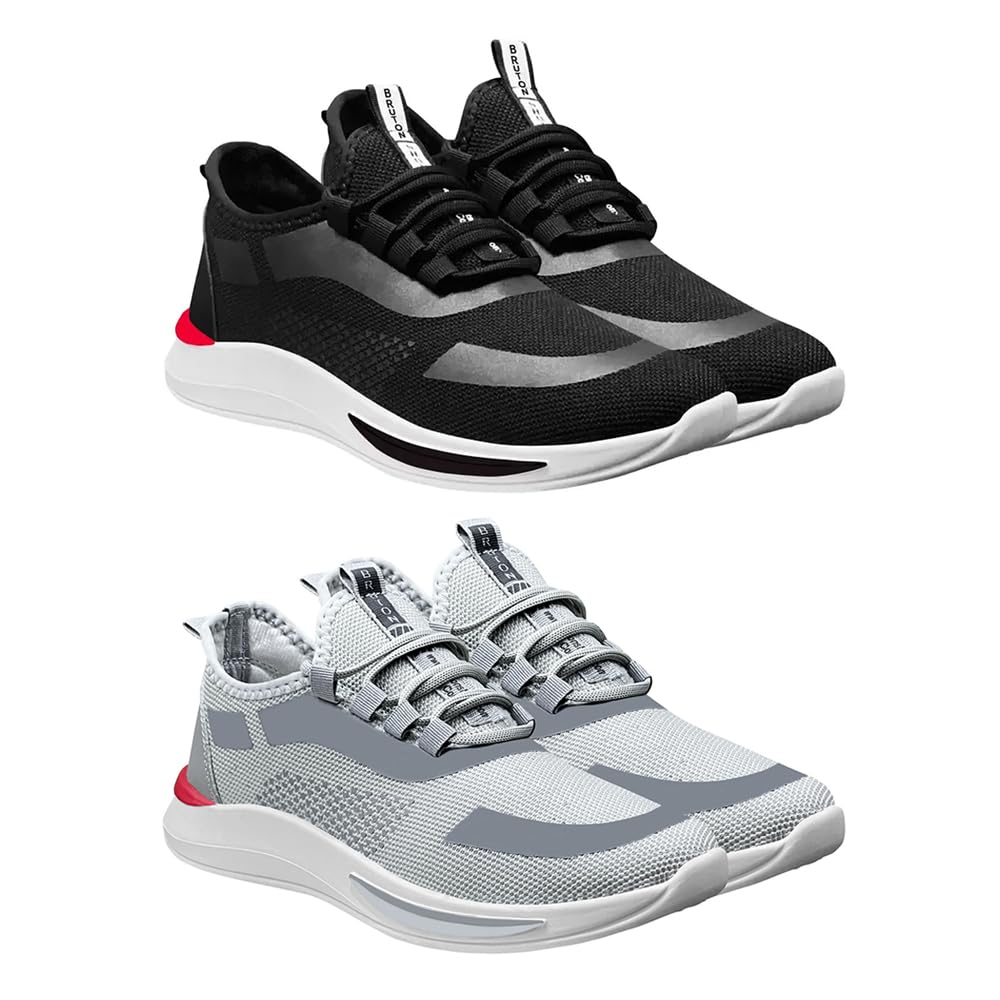 BRUTON Shoes, Mens Sports Shoes, Running Shoes for Mens (Pack of 2 Combo) (Numeric_6) Black - Grey (B0BLK9G2FY) Amazon Price History, Amazon Price Tracker