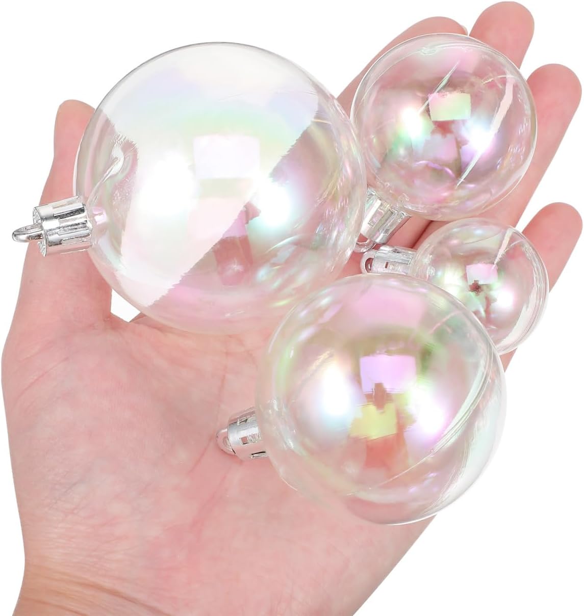 Kisangel 36 Pcs Christmas Clear Plastic Baubles Set Shatterproof Hanging Xmas Ball Ornaments for Tree Decoration Holiday Party Wedding and Home Decor 1.2-2.4 Inch(Mixed Style)