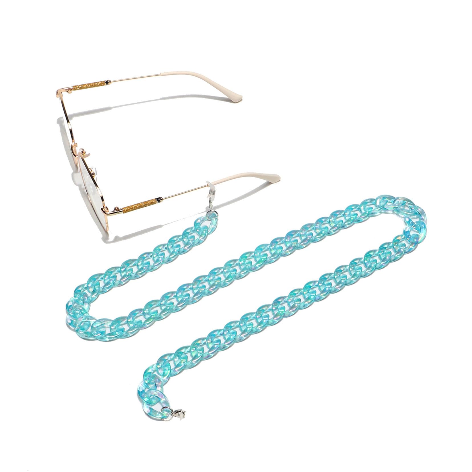 1 X Acrylique Lunettes Chaîne Perles Lanière Pour Fashion Masque Chaîne Lunettes Lanière Lunettes Cadre Visage Rallonge Lunettes cyan