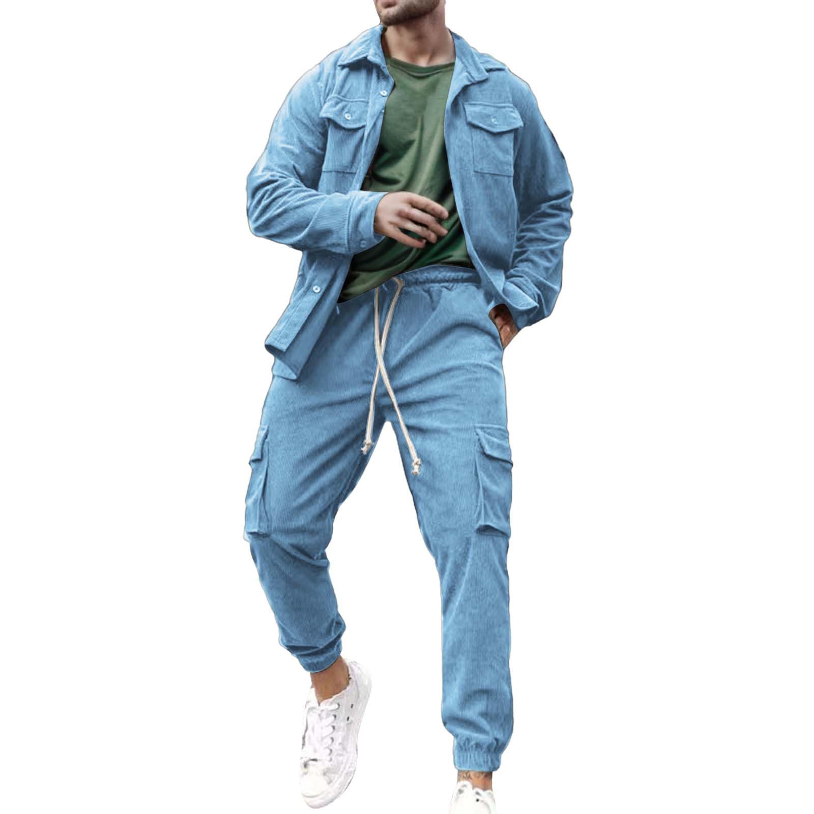 Tuta per bambole senza pieghe, set di abbigliamento da lavoro da uomo, due pezzi, traspirante, completo con maniche arrotolate, camicia e pantaloni, set da jogging da uomo