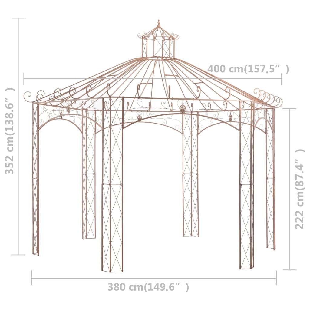 vidaXL Gartenpavillon Pavillon Rankhilfe Rosenbogen Rankgitter Eisenpavillon Metallpavillon Rosenspalier Pergola Garten Terrasse Antikbraun 4m Eisen