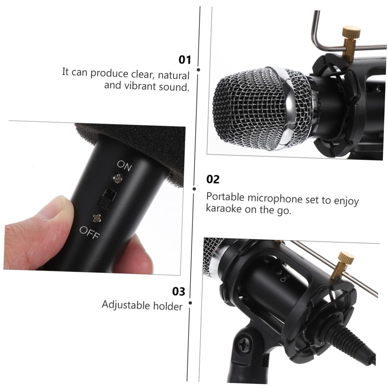 1set Microfono Condensatore Con Treppiede e Accessori Per Registrazione Completo Per Smartphone Nero