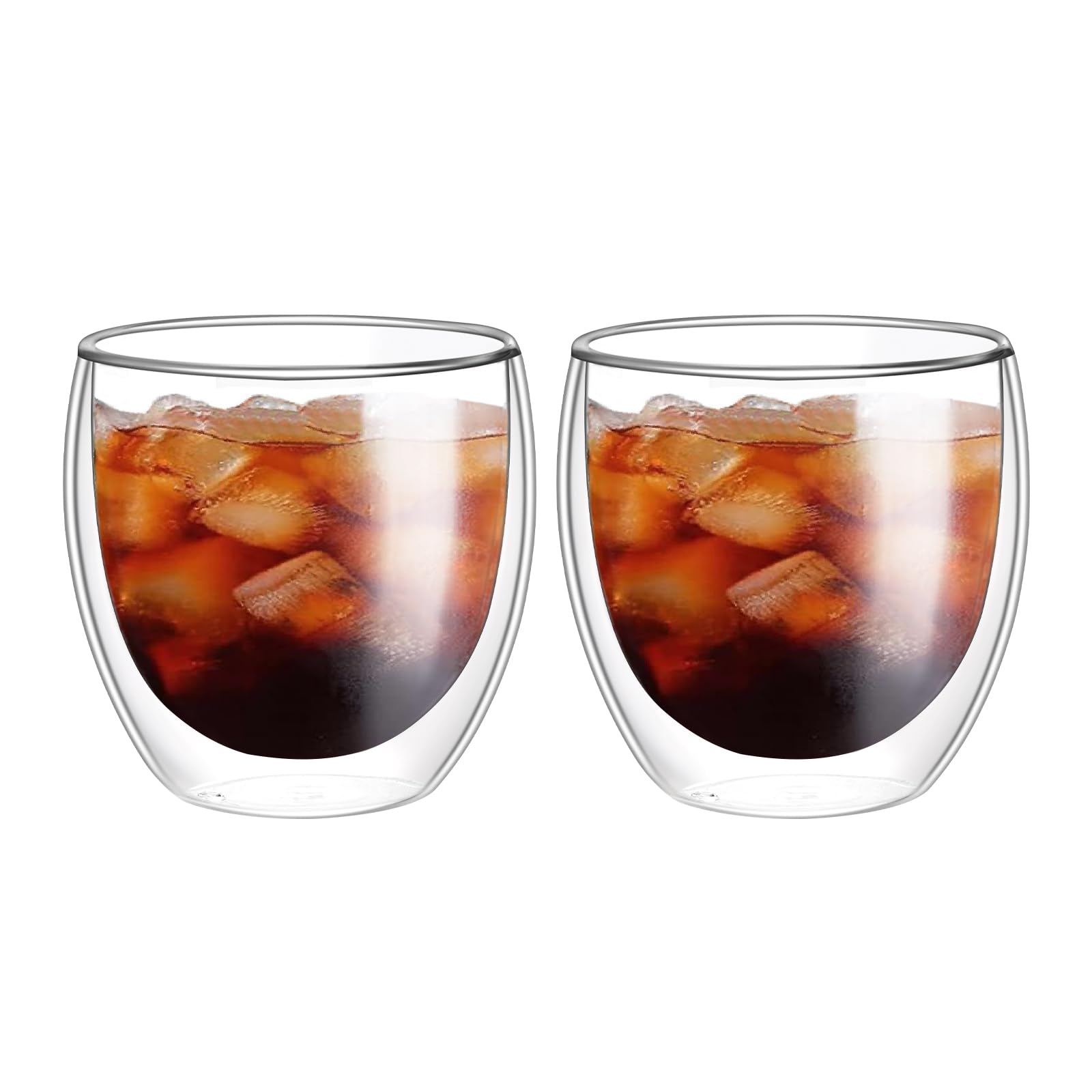 5.5oz Glass Coffee Mugs Set of 2, Double Walled Espresso Cups for Latte Cappuccino Cocoa Milk Cafe Juice, Clear Glass Tea Cup Set Glassware Gift for Christmas Birthday