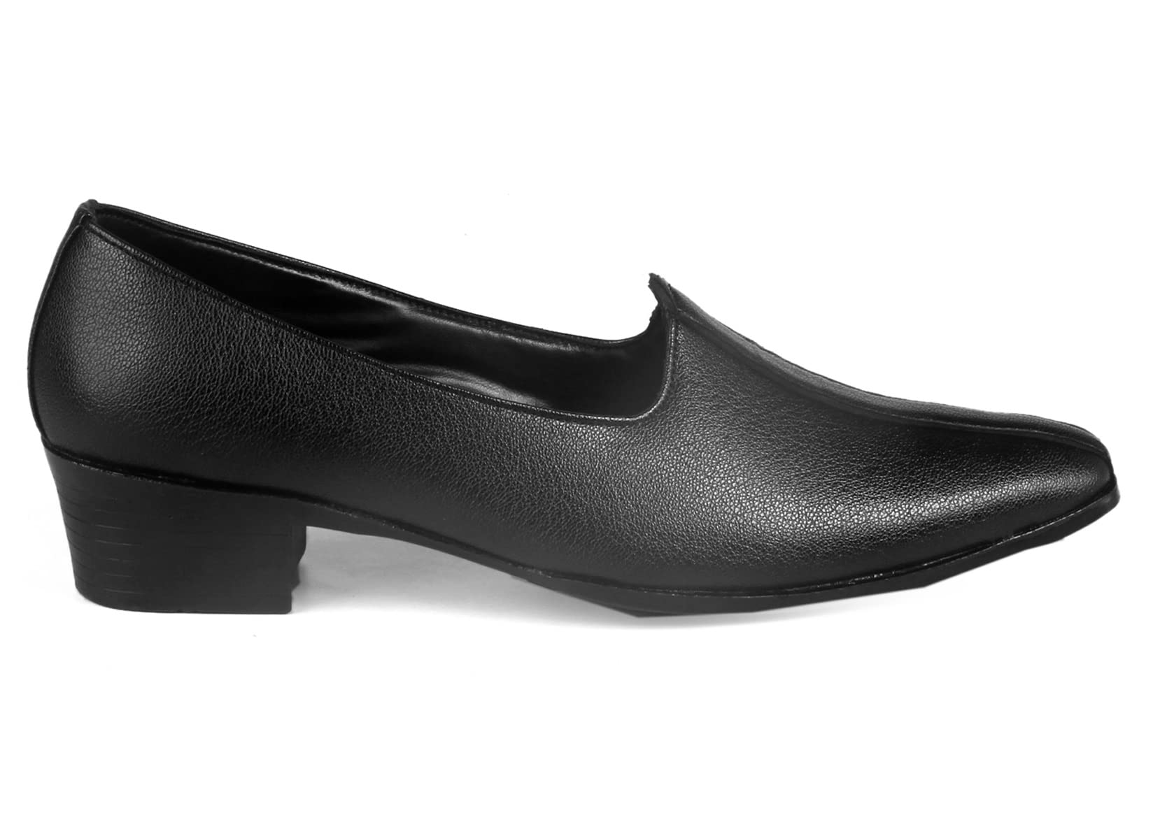 Mens 2 Inch Heel Height Increasing Black Traditional Slip-on Punjabi Jutti, Nagra-9 UK (B0BMXPP7F8) Amazon Price History, Amazon Price Tracker