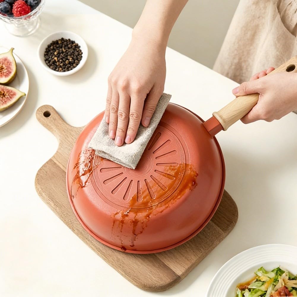 Für Gusseisen Bratpfanne Unbeschichtet Grapefruit Schmorpfanne Für Gas Induktion Schnelle Wärmeleitung Einfache Reinigung Ergonomischer Für Griff Glasdeckel Chinesisches Kochen Braten Schmoren