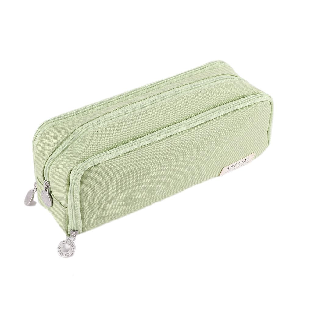 Oyachic 3 Compartment Pencil Case Large Capacity Pen Pouch Oxford Storage Bag Cosmetic Makeup Case for Men Women Adults Travel Business Office (Green)