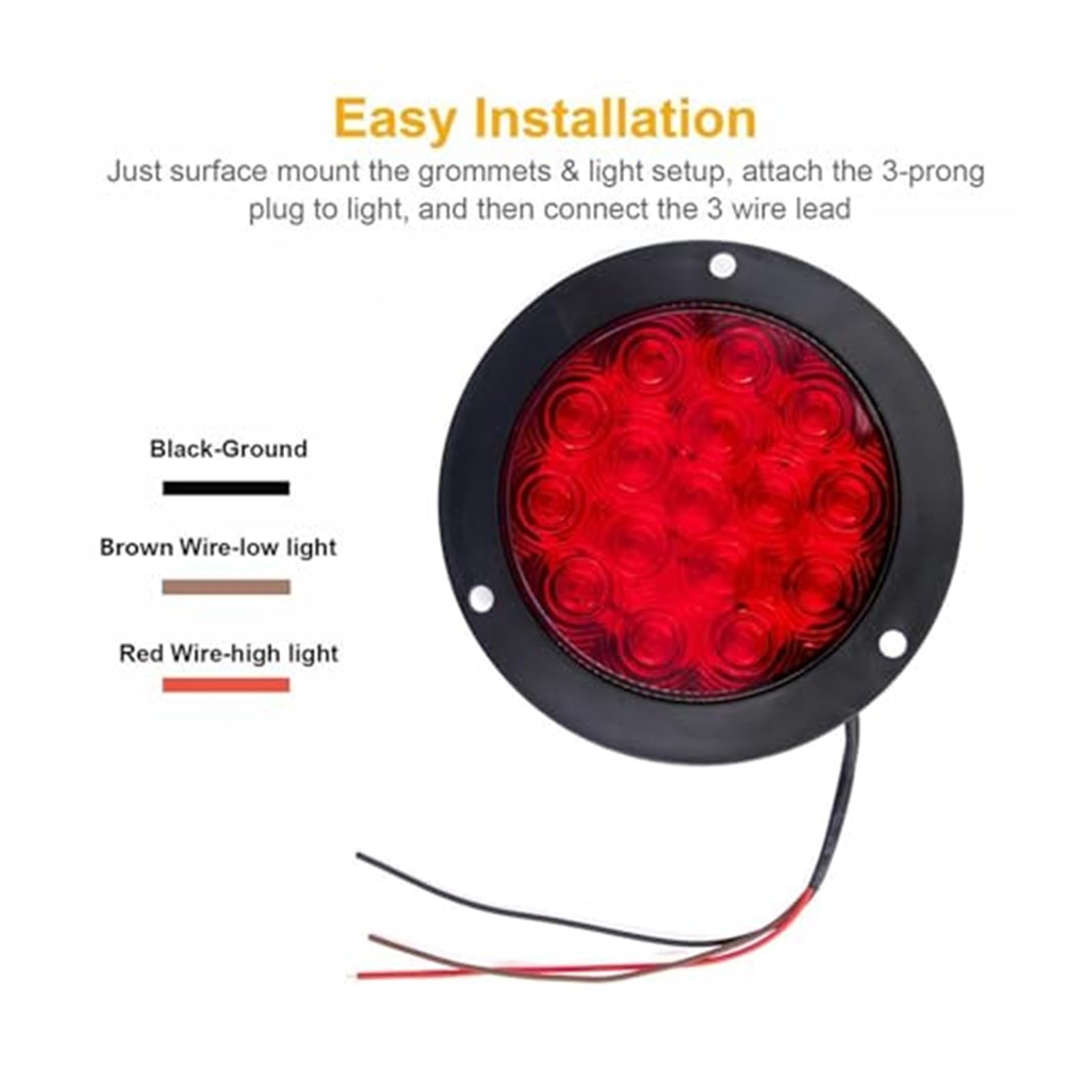 Luz de Freno 2 Luces Traseras Indicadoras 12 V 24 16 LED 4 Pulgadas Giro Para Coche Redondas Freno Marcha Atrás Remolque Para Camión